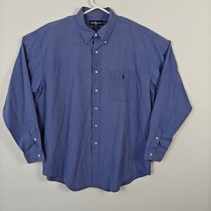 Ralph Lauren Blake Shirt Men XL Blue Check Long Sleeve Button Casual 100% cotton